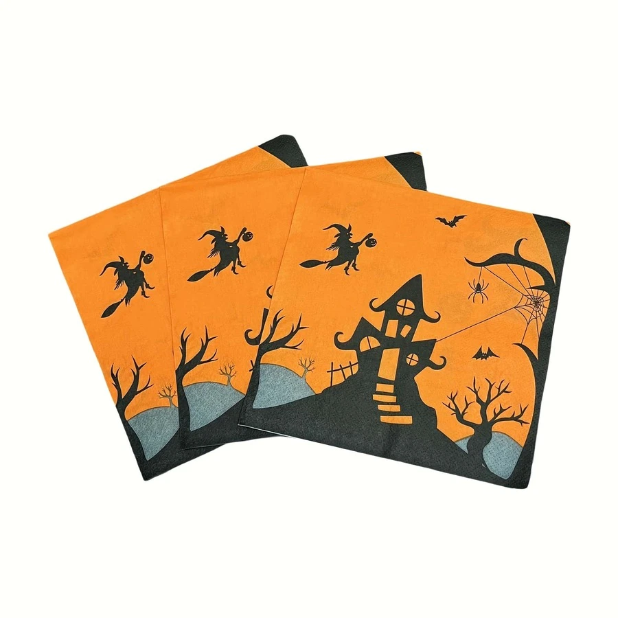 20PCS Halloween Disposable Colorful Printed Napkins Party Napkins Disposable Decorative Facial Tissues - A - View 1