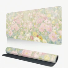 1PC Watercolor Wildflower Extended Mouse Pad, Soft Pastel Mixed Floral Field Desk Mat, Waterproof Non-Slip Stitched Keyboard Pad For Girls Study Room Desktop Decoration - Cartoon Flowers - View 2