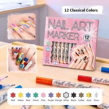 New Nail Art Markers 12 Colors/4 Colors Pack, Classic Nail Art Makeup Colors, Nail Art Painting Pens, DIY Painting Graffiti Nail Art Outlining Highlighting Pens, Nail Art Markers, ABS Makeup Marker Set, Suitable For Painting On Various Surfaces - Multicolor - View 16
