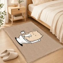 1 Stück Cartoon Katzen Muster Badezimmermatte, Kunst-Kaschmir, saugfähig, rutschfest, maschinenwaschbar, Badezimmer Schlafzimmer Eingang Heim Teppich - Verschiedenfarbig - Übersicht 7