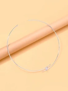 1件裝水鑽馬眼開襟領項鍊，日常個性化百搭項鍊 - 銀色 - 查看 3