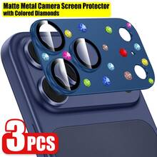 CASECOPS 3件組 閃亮水鑽相機鏡頭保護貼 適用 17 Pro Max/17 Pro，4色可選，全覆蓋相機蓋，可愛鑽飾鏡頭保護蓋，防震防刮 9H 鋼化玻璃，AR 清晰拍照品質，防水，相容手機殼 - 3片彩鑽鎧甲 - 查看 15