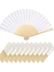 1/2pcs Vintage Handheld Folding Paper Fan, Portable Bamboo Fan, Summer Cool Fashion Accessory, Suitable For Parties And Events - Multiple Styles - View 4