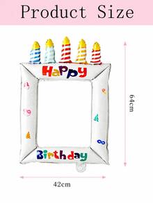 1pc Blue Happy Birthday Print Colorful Candles Birthday Cake Photo Frame Balloon Base Birthday Cake Balloon Set Suitable For Birthday Party Decoration Propsanniversaries,As Well As For Event Decor And Photo Props - View 7