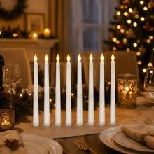 5/6/11 Flameless LED Pointed Candles, Realistic 3D Flame Battery Operated Candles With Warm Light, Flickering Electric Candles, Suitable For Christmas, Halloween, Valentine's Day, Thanksgiving, Wedding, Home, Table, Church, Party Decoration (Batteries Not Included) - Pointed Long Rod Wax - View 7
