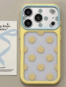 Simple Cute Hot Pink Yellow Polka Dot Contrast Color Clear Phone Case With Compatible With IPhone 17 Pro Max 17 Pro 17 16 Pro Max 16 Pro 16 15 Pro Max 15 Pro 15 14 Pro Max 14 Pro 14 Creative Candy Color Shockproof Back Cover - Light Yellow - View 2