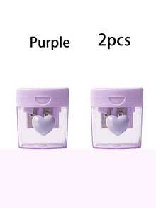 1/2pcs Macaron Color Pencil Sharpener, Heart Decorated Pencil Sharpener, Transparent With Lid Pencil Sharpener, Macaron Color, Pencil Sharpener, Rotating Pencil Sharpener, Transparent With Lid Pencil Sharpener, Back To School Essential, Gift For Family And Friends, Back To School Essential, Teacher Gift - Multicolor - View 15