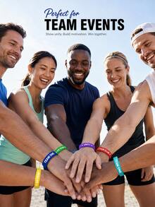 1/5/10pcs Customized UV Printed Silicone Wristbands, Personalized Solid Color Rubber Bracelets With Text, Suitable For Sports, Weddings, Events, Parties And Charity Activities - Multicolor - View 3
