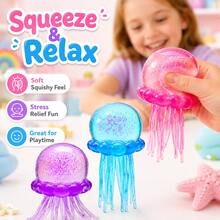 1/2/3pcs Glitter Jellyfish Toys, Fun Sensory Toys For Kids, Soft Grip Design, Suitable For Party Favors, Classroom Rewards, Holiday Surprise Gifts - Multicolor - View 7