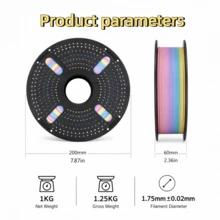 Silk Rainbow PLA+ 3D Printer Filament 1.75mm, 1KG Net Weight Spool, Multi-Color PLA Plus FDM Filament, Glossy Finish, Smooth Feeding, Neatly Wound, Low Warping, Precise Dimension, Helps Reduce Bubbles And Clogs, For Art Models, Prototypes, DIY Decor - View 4