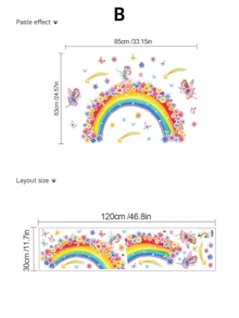 Dreamy Rainbow Series Removable Wall Stickers Panda Sloth Floral Fairy Multiple Styles Waterproof PVC Self-Adhesive Decals For Bedroom Bathroom Kindergarten DIY Princess Nordic Style Cute Home Decor - Wall Stickers - View 12