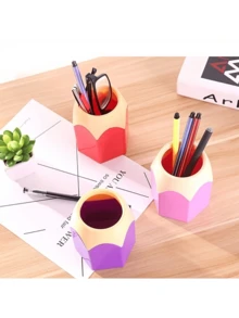 1 pezzo Portapenne colorato, scatola di stoccaggio da scrivania carina, colore casuale, tazza in plastica PE con scatola, organizer per cancelleria, adatto per la decorazione di casa e ufficio, supporto creativo per cancelleria, tono chiaro, stoccaggio per spazio di lavoro personale - Multicolore - Visualizzare 7