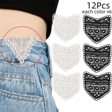 6/12Pcs Lace Denim Jeans Waist Extender, 2 Styles Vintage Sew-On Waistband Extender Buckle, Adjustable Waist Extender, Suitable For Women's Skirts, Shorts - Multicolor - View 22