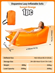 1 chiếc ghế sofa hơi di động ngoài trời dạng ghế lười đơn, ghế hơi gấp gọn nhẹ dùng cho cắm trại, lễ hội âm nhạc, ngủ trưa, bơm nhanh, ghế ngồi thư giãn thoải mái cho bãi biển, sân vườn, nhà ở, sử dụng cả ngày - Nhiều kiểu dáng - Xem 18