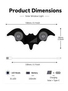 GLANBERT Solar Powered Bat LED Car Light, Wireless RGB Visor Atmosphere Lamp | 100% Solar Powered Bat-Shaped LED Car Lamp. Wireless RGB Ambient Light With Dual Smart Motion Light Sensors & Suction Cup.Festival Decorative Lights - Solar Power + USB Power - View 6
