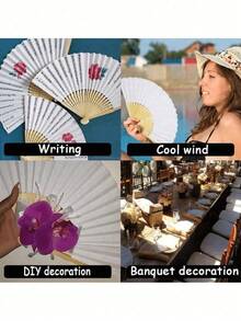 1/2pcs Vintage Handheld Folding Paper Fan, Portable Bamboo Fan, Summer Cool Fashion Accessory, Suitable For Parties And Events - Multiple Styles - View 8