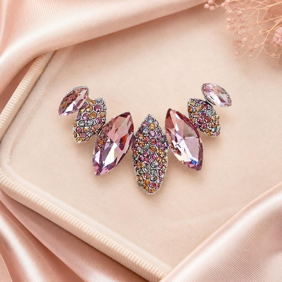 1件多層葉片造型胸針,女款西裝外套氣質裝飾飾品,宴會通勤百搭精緻配件 - 粉色 - 查看 1