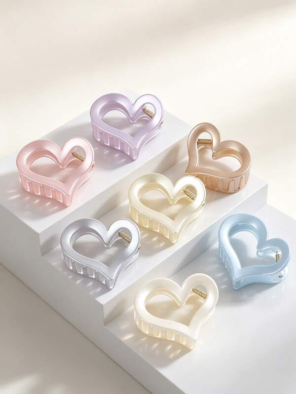 Hollow Heart-Shaped Hair Claw, Hair Styling Tool With Multiple Colors To Choose From, Hollow Heart Design Is Not Heavy And Can Better Decorate Hair Shape, Fashionable And Cute For Various Hairstyles