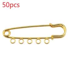 5/10/20/30/40/50/100 Pcs Gold Safety Pin Brooches With 5 Hanging Loops, 50mm DIY Charm Connector Pins For Jewelry Making, Crafts, Scarves And Sweaters - Gold - View 11