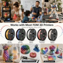 Silk Rainbow PLA+ 3D Printer Filament 1.75mm, 1KG Net Weight Spool, Multi-Color PLA Plus FDM Filament, Glossy Finish, Smooth Feeding, Neatly Wound, Low Warping, Precise Dimension, Helps Reduce Bubbles And Clogs, For Art Models, Prototypes, DIY Decor - View 11