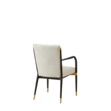 Set Of 2 Modern Dining Chairs With Armrests, Upholstered Dining Chairs In Scandinavian Style, Black Frame And Gold Accents, Cream-Colored Fabric Cushion For The Dining Table - Beige - View 11