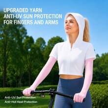 Women's Ice Silk Sun Protection Arm Sleeves, Touchscreen Non-Slip Long Thin Breathable UV Protection Gloves, Suitable For Summer Driving Cycling Outdoor, Hot-Selling Popular Item - Multicolor - View 9