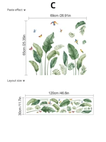 Watercolor Tropical Greenery Series Removable Wall Stickers, Monstera & Banana Leaf Multiple Options, Waterproof PVC Self-Adhesive Decals For Living Room, Stairs, Baseboard, Refrigerator, Homestay, Spring Nordic Home Decor - Wall Stickers - View 14