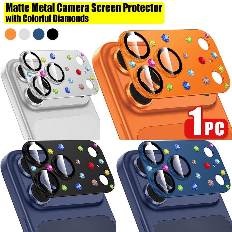CASECOPS 1件裝 閃亮水鑽相機鏡頭保護貼 適用 17 Pro Max/17 Pro，4色，全覆蓋相機蓋，可愛鑽飾鏡頭防護，防震防刮 9H 鋼化玻璃，AR 高清拍照品質，防水，相容手機殼