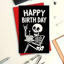A Humorous Skeleton Birthday Card Designed For Adults, Featuring A Unique Gothic Style, Ideal For Friends, Coworkers, And Halloween-Themed Birthday Parties - Sets - View 6