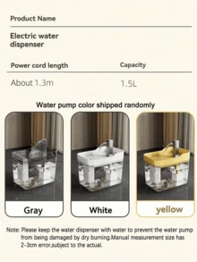 1,5L/50,73 OZ Fuente de agua automática con filtro para gatos, dispensador de agua transparente para gatos, dispensador de agua con filtro y circulación alimentado por USB, bomba de agua silenciosa, apto para gatos y perros pequeños - 1,5 L - Ver 6