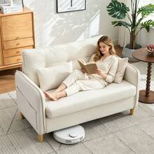 Sofa Beige Made Of Wood For Living Room - 米色 2 人座 - 查看 6