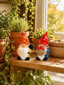 Resin Garden Gnome Figurines Set Outdoor Patio Yard Decoration Autumn Fall Harvest Fairy Garden Miniature Statue Mushroom Shovel Dwarf Ornament Cute Lawn Decor Gift For Garden Lovers Home Porch Accent - New Model - View 6