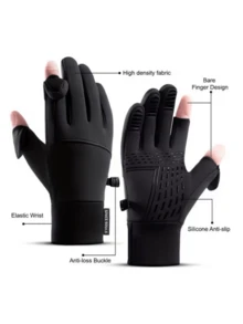 1 Pair Men's Winter Cycling Gloves, Outdoor Sports Running Motorcycle Skiing Touchscreen Anti-Slip Warm Full Finger Gloves - Multicolor - View 3