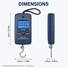High Precision 40kg/10g Electronic Fishing Scale, Portable Handheld Electronic Scale, Stainless Steel Hook, LCD Auto-Off, Suitable For Fishing, Travel And Home Kitchen - Blue - View 4