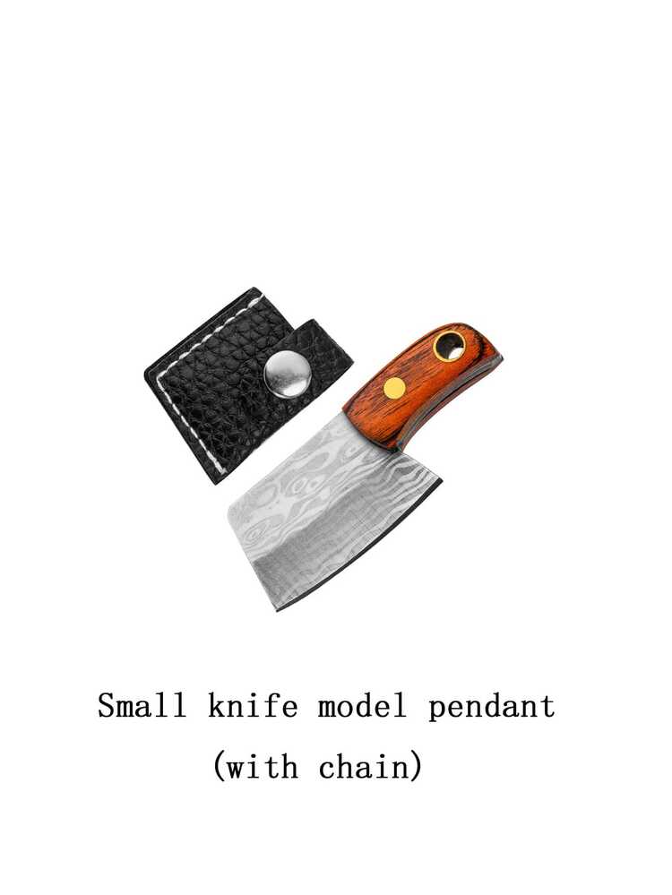 1pc Mini Decorative Knife, Used For Opening Express Boxes, Decorative Keychain/Hanging Chain, Portable And Lightweight, Wooden Handle Stainless Steel Blade, Fun And Colorful, Comes With Leather Sheath And Chain - Multicolor - View 13