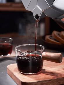 Mini Japanese Style Glass Milk Pitcher With Wooden Handle, Spout And Handle, Milk Jug For Adding Milk To Espresso Coffee - Multicolor - View 7