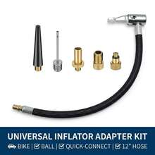 6pcs Tire Inflator Adapter Set, Brass Air Pump Valve Clip With Extension Hose, Quick Release Connector For Car, Motorcycle, Bicycle - Black - View 1
