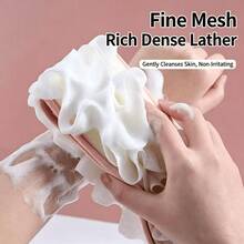 pdva 1pc 2-In-1 Exfoliating Back Brush And Loofah Bath Strap, Fine Mesh Rich Foam Body Scrub Cloth, Gentle And Non-Irritating Bathroom Accessory - Exfoliating Bath Strip - View 1