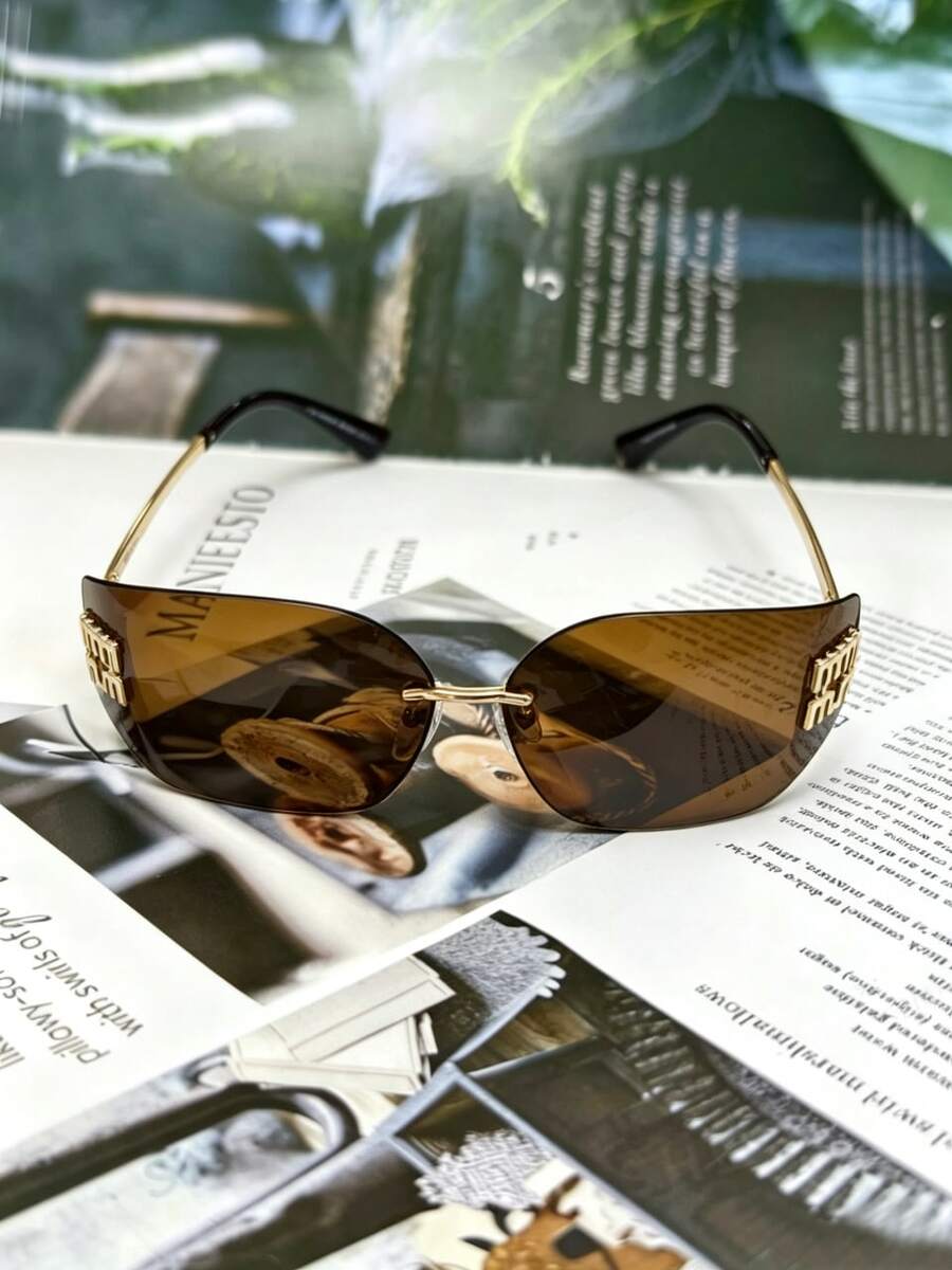 Vintage Rimless Oversized Fashion Glasses For Women, High-End Y2K Style, Cool Glasses - Multicolor - View 1