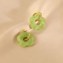 SENLANSP 1 Pair Acrylic Large Flower Decor Stainless Steel Hoop Earrings - Bohemian Style - Perfect For Women's Daily Wear, Summer Beach Vacation Or Party - 1 Pair - View 11