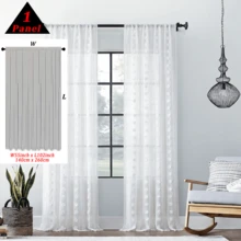COSENNATUR 1pc White Pom Pom Striped Jacquard Semi-Sheer Curtain, Rod Pocket Design, Lightweight Soft Washable, Modern Minimalist Style, Suitable For Living Room, Bedroom, Dining Room, Office, Wedding Decor - White - View 11