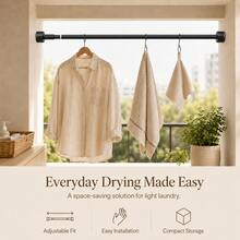 Adjustable Tension Rod - Made Of Stainless Steel With Plastic End Caps, Easy To Install Without Drilling, Suitable For Shower Curtains, Window Curtains, Door Curtains, Clothing Storage And Balcony Drying - Available In Silver, Black And White - Multicolor - View 9