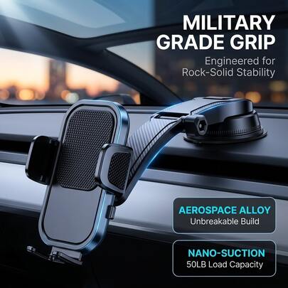 Soporte universal para teléfono de coche, montaje en salpicadero, soporte giratorio de 360° ajustable para iPhone, Android y GPS.