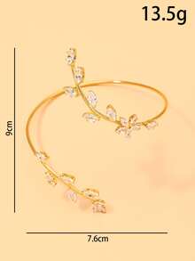 1pc Cubic Zirconia Flower Arm Cuff Women's Fashion Party Accessory - Gold - View 3