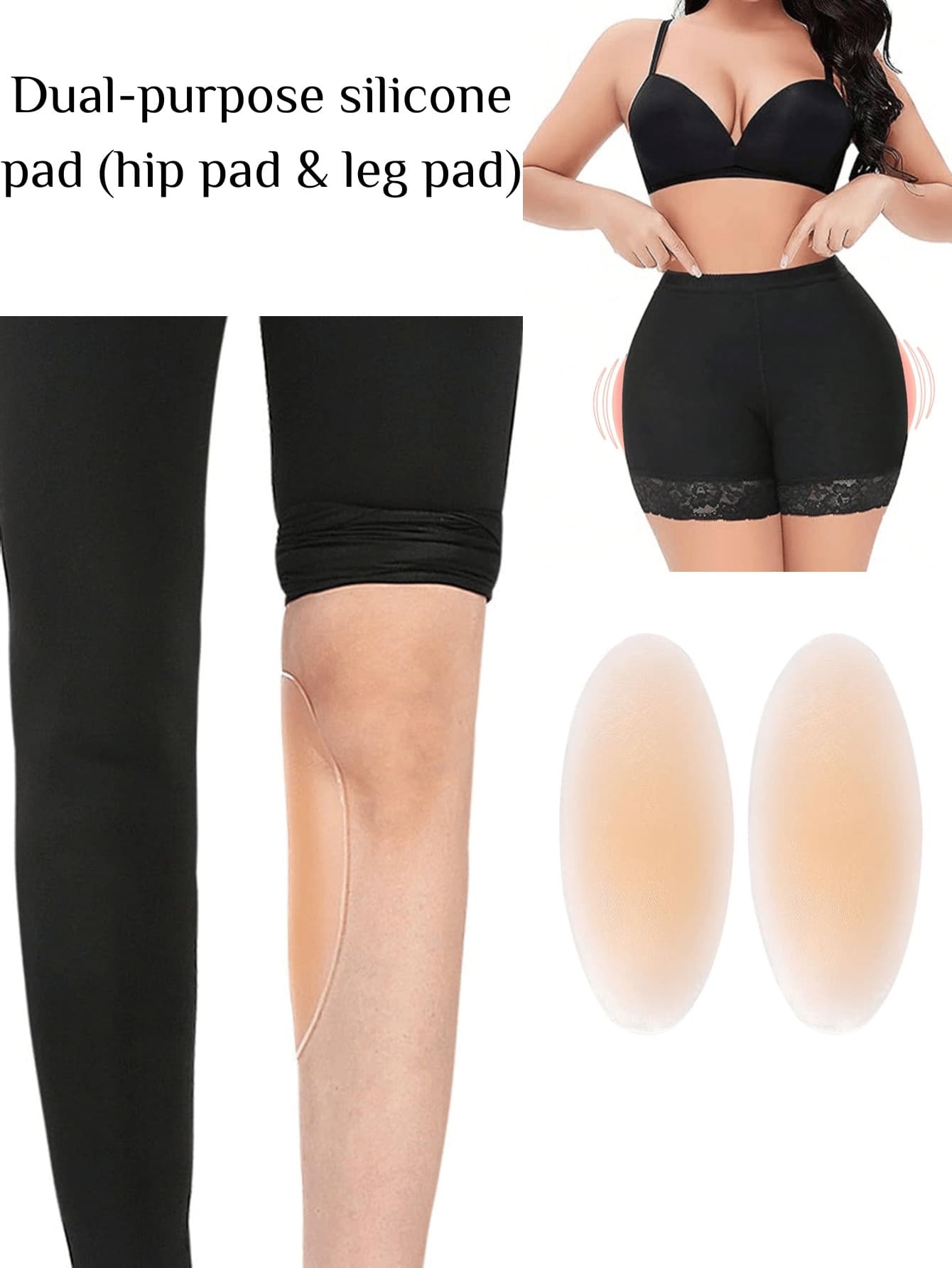 2/4pcs Washable Silicone Pads, Used To Shape The Contours Of The Sides Of The Hips, With The Function Of Supporting The Hips And Legs, Able To Make The Hips Look Fuller - Multicolor - View 1