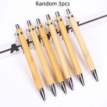 3pcs/5pcs/10pcs/20pcs Bamboo Wood Ballpoint Pens, Gift Click Pens - A - View 10
