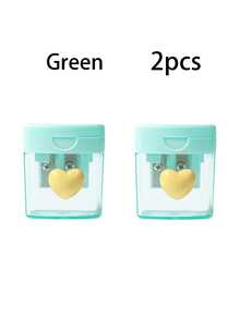 1/2pcs Macaron Color Pencil Sharpener, Heart Decorated Pencil Sharpener, Transparent With Lid Pencil Sharpener, Macaron Color, Pencil Sharpener, Rotating Pencil Sharpener, Transparent With Lid Pencil Sharpener, Back To School Essential, Gift For Family And Friends, Back To School Essential, Teacher Gift - Multicolor - View 14