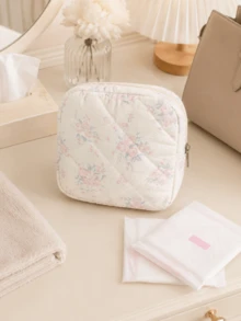 Quilted Sanitary Pad Storage Pouch, Portable Feminine Hygiene Organizer Bag For Period Essentials, Travel And Daily Use - Multicolor - View 8