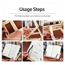 1pc Multifunctional Wooden Bookshelf - Adjustable Laptop Stand, Suitable For Home/School/Office Multifunctional Reading Assistant - Square - View 3