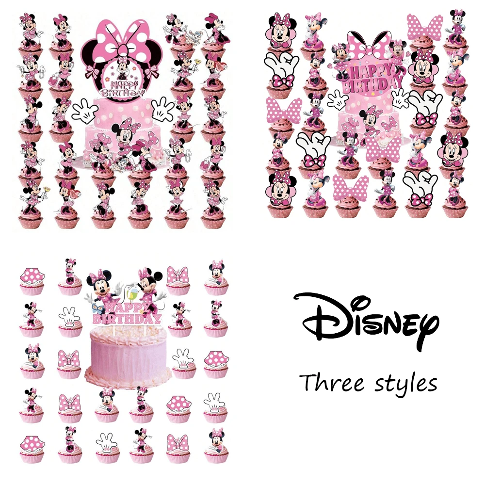 Disney 迪士尼米妮主題生日派對蛋糕叉插旗 家用生日派對裝飾用品 聖誕蛋糕DIY裝飾 - 彩色 - 查看 1